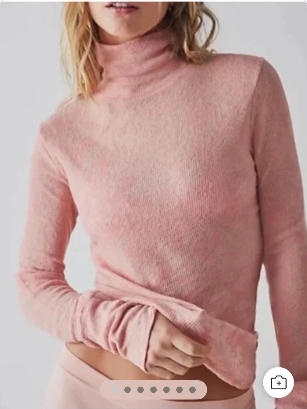Free People "You and I" long sleeve turtleneck in a light pink thermal print